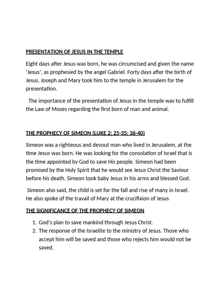 Jesus' Presentation in the Temple Explained | PDF