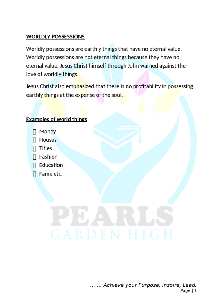 Wordly Possession | PDF