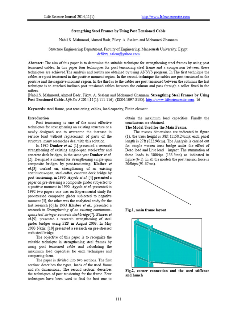 Strengthening Steel Frames with Post Tensioning | PDF | Bridge | Beam ...