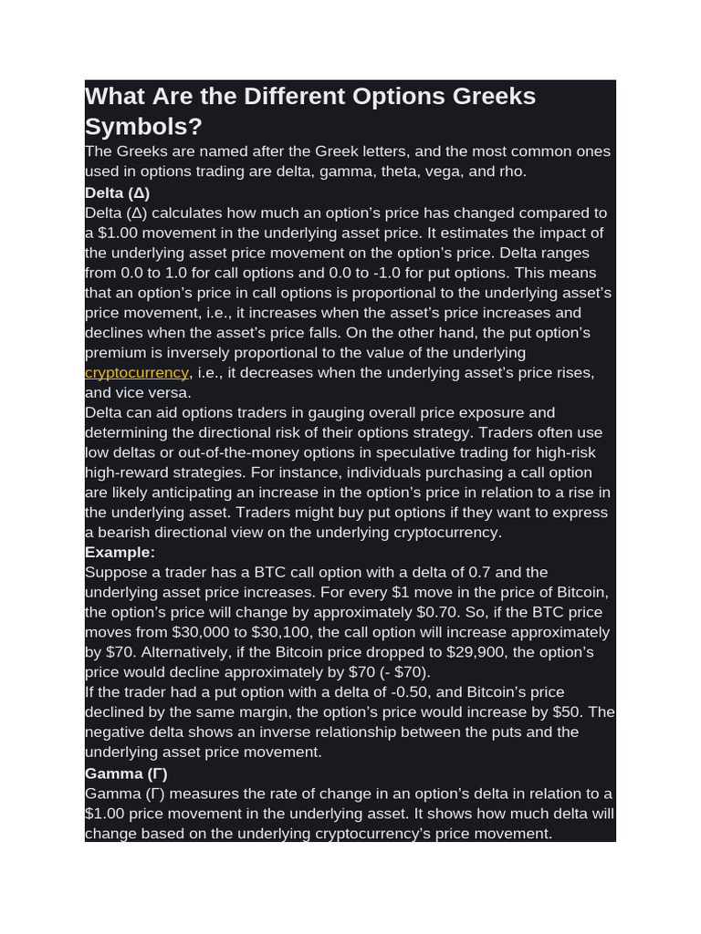 Understanding Options Greeks Explained | PDF | Greeks (Finance ...