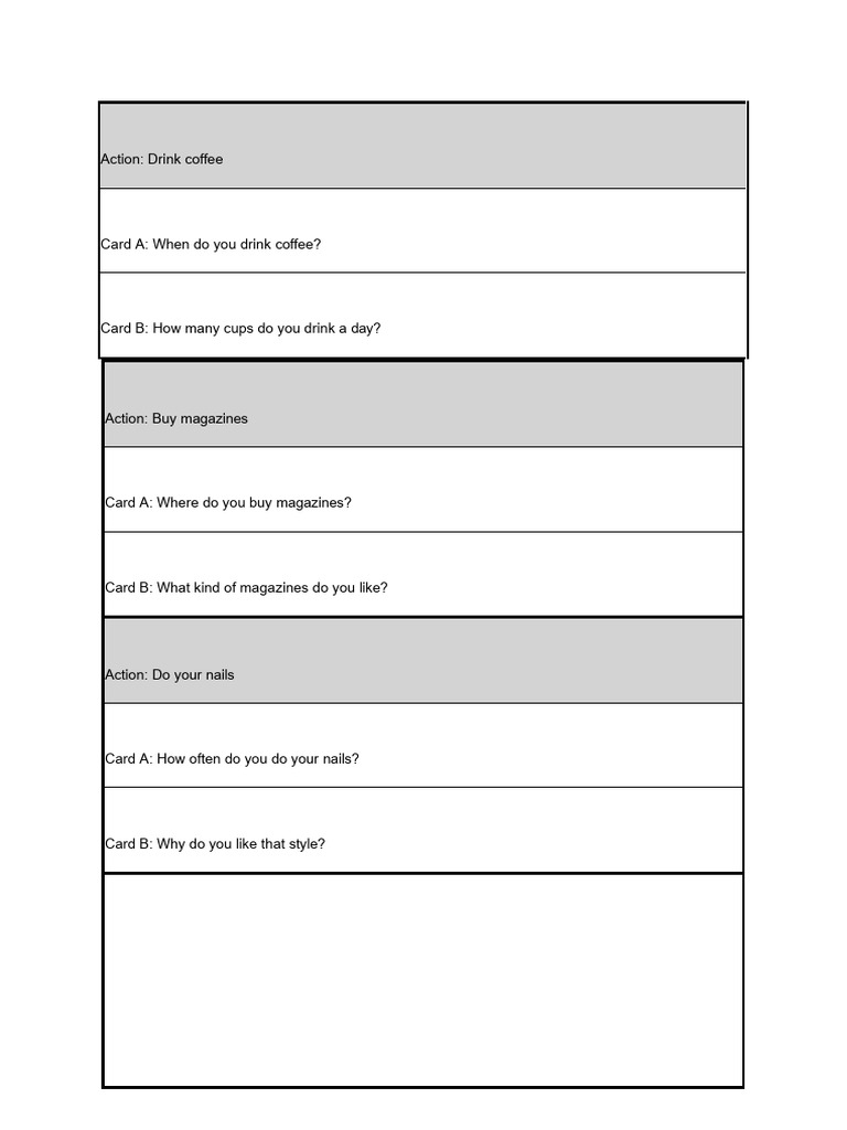 WH Pair Speaking Cards ALL1 | PDF | Laundry | Eating Behaviors Of Humans