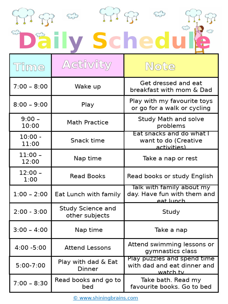 Daily Routine for Kids: Activities & Learning | PDF