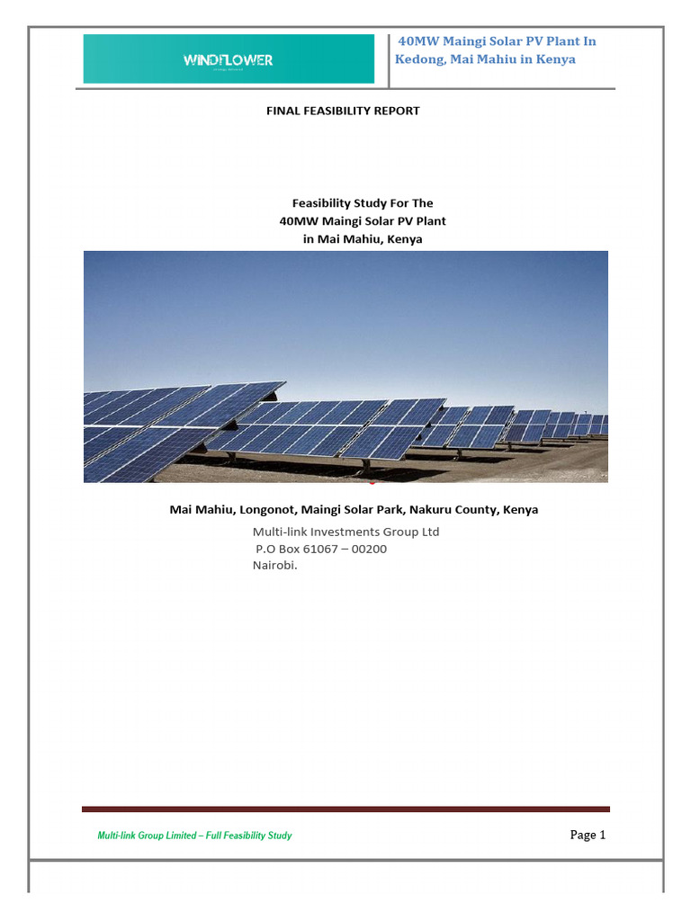 Feasibility Study for 40MW Maingi Solar Plant | PDF | Photovoltaics ...