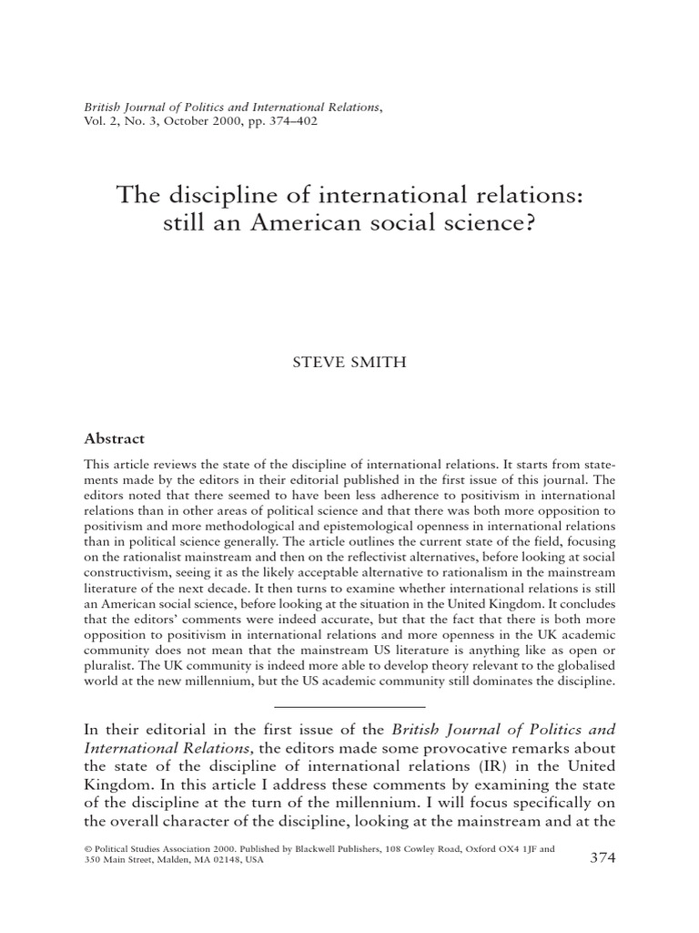 The State of International Relations Discipline | PDF | Positivism ...