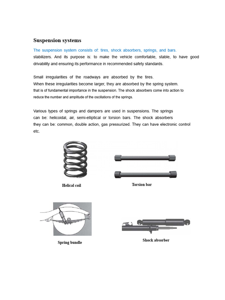 Vehicle Suspension System Overview | PDF | Brake | Internal Combustion ...