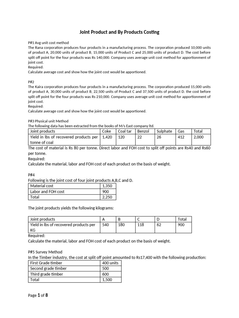 Joint Cost Allocation Methods Explained | PDF | Cost | Prices