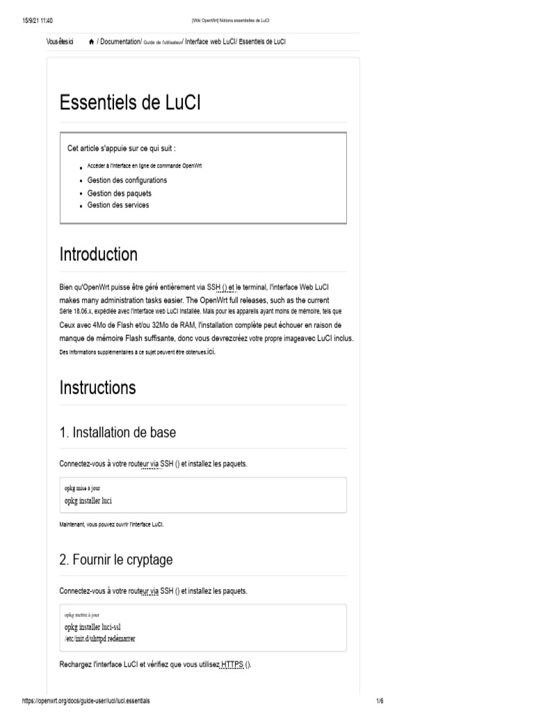 Guide d'installation de LuCI sur OpenWrt | PDF | Internet | Internet et Web