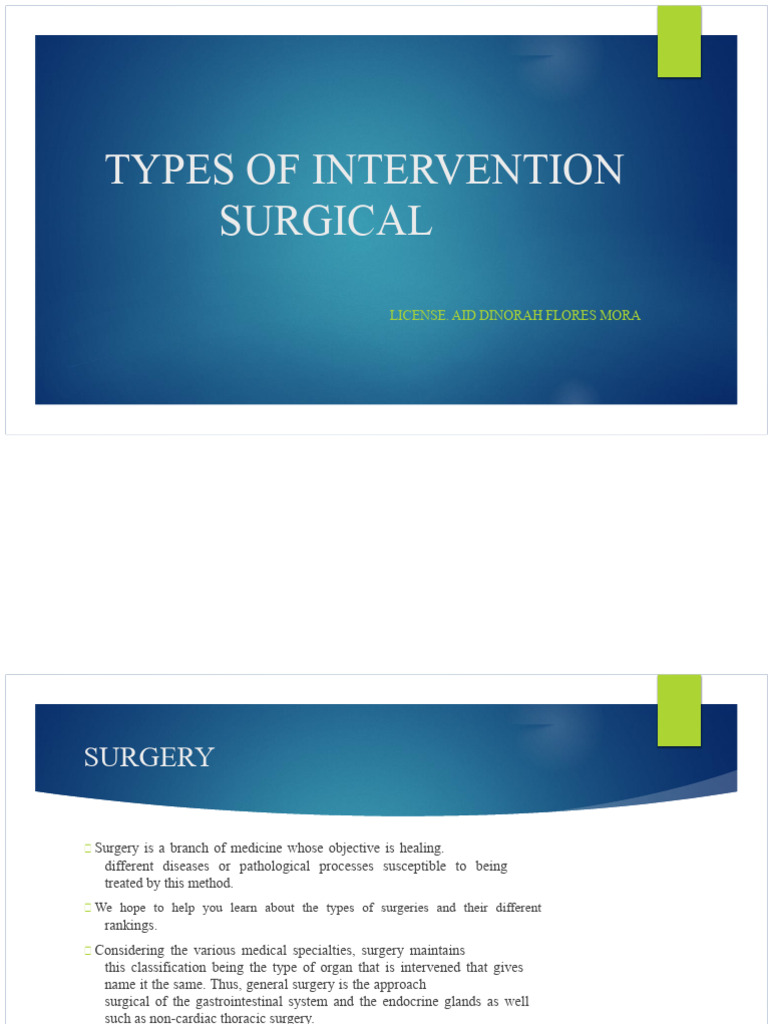 Types of Surgical Intervention | PDF | Surgery | Patient