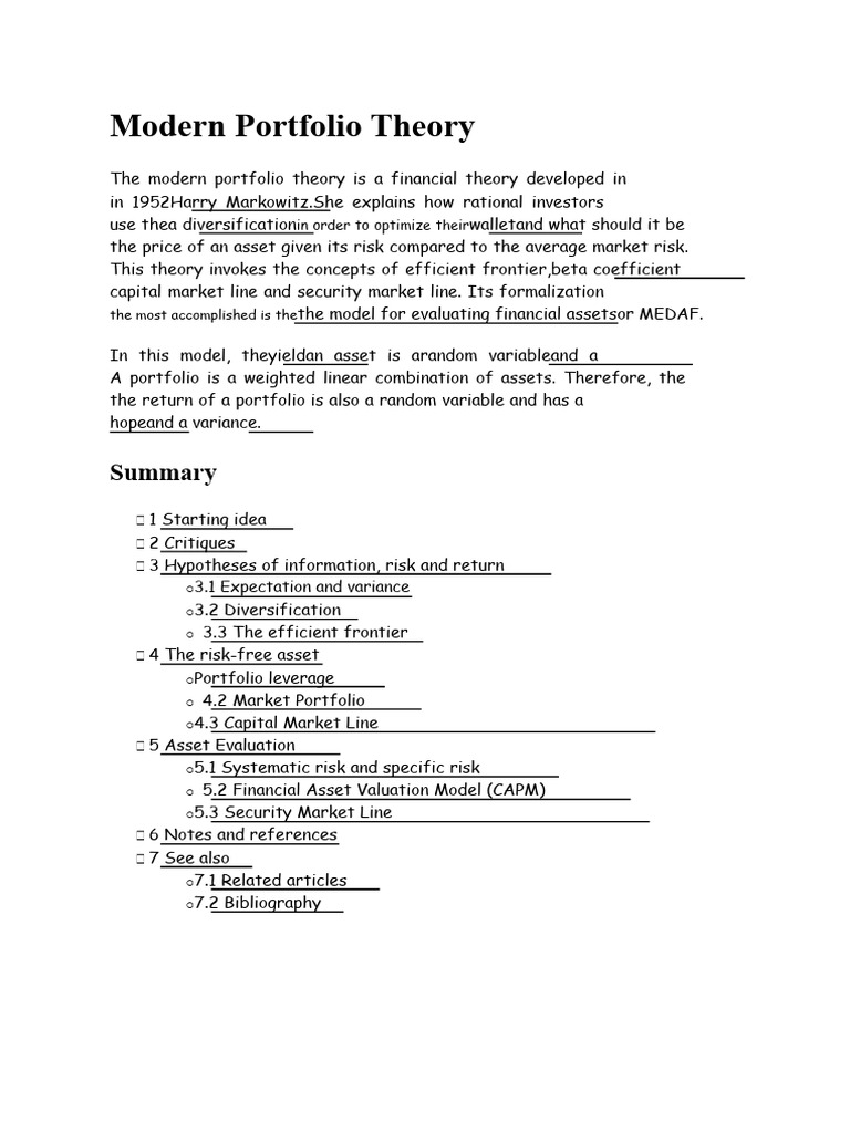 Modern portfolio theory | PDF | Modern Portfolio Theory ...