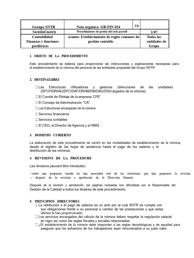 Procedimiento Ciclo de Nómina Del Personal | PDF | Salario | Contabilidad