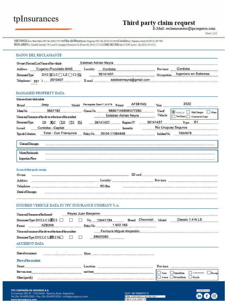 3 Third Party Claim Form | PDF | Traffic Light | Transport