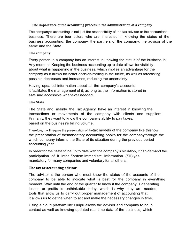 Importance of Accounting in Business Management | PDF | Audit | Accounting