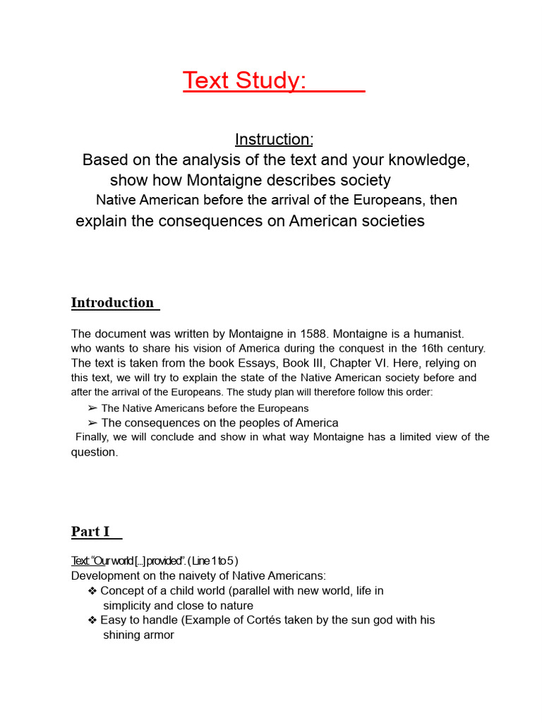 Detailed Outline of the Text Study 