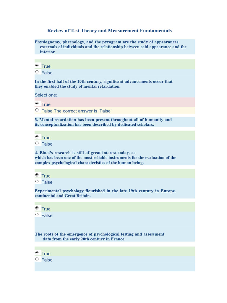 Test Theory and Measurement Review | PDF | Psychology | Validity ...