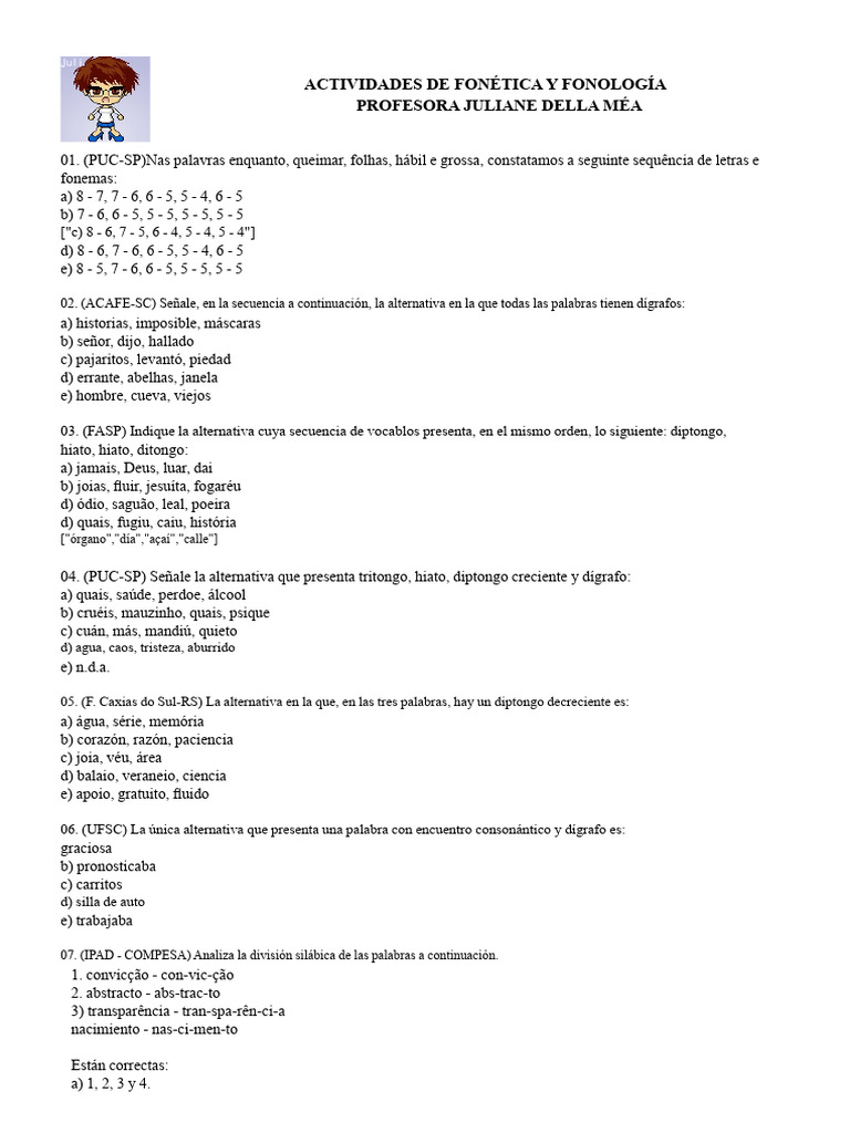 Actividades de Fonética y Fonología | PDF | Palabra | Lingüística