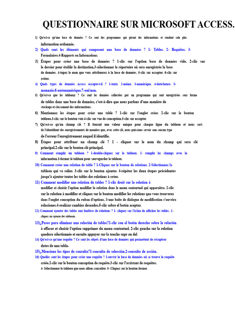 Guide complet sur Microsoft Access | PDF | Bases de données | Microsoft ...