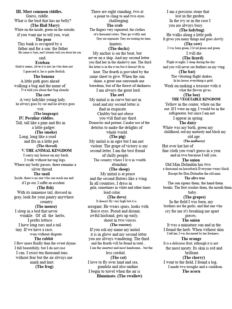Riddles | PDF | Riddle
