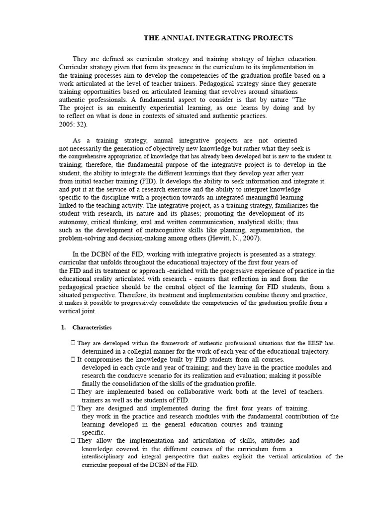 Annual Integrative Projects in Education | PDF | Curriculum | Pedagogy