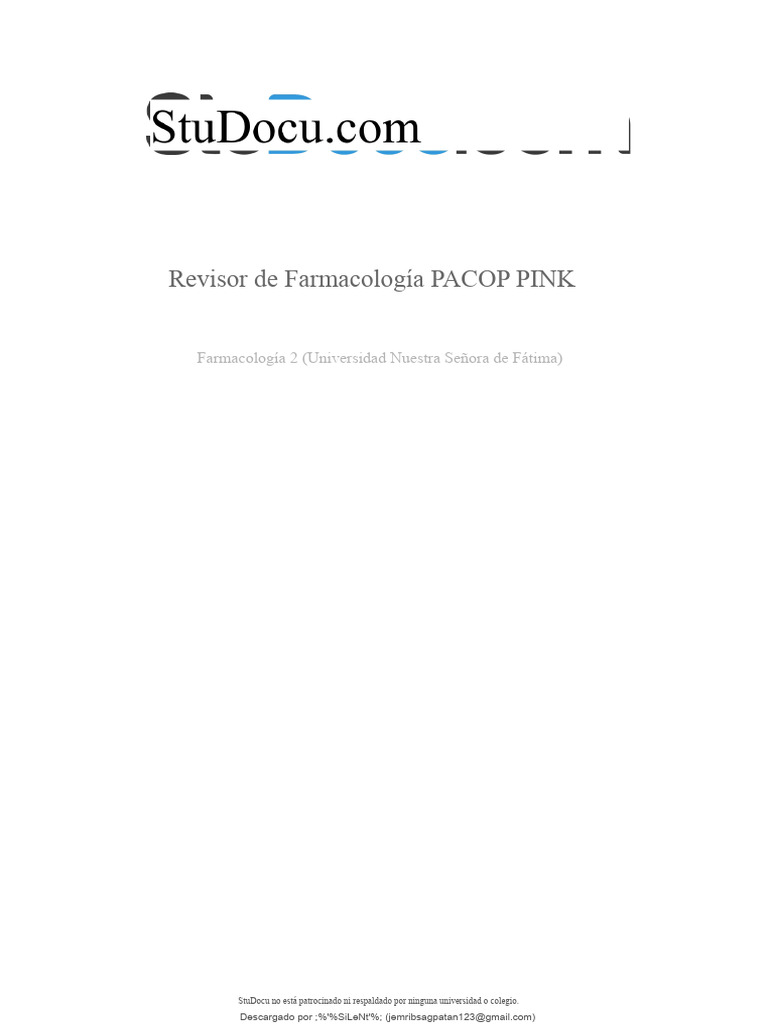 Revisor de Farmacología PACOP PINK | PDF | Norepinefrina | Medicamentos ...
