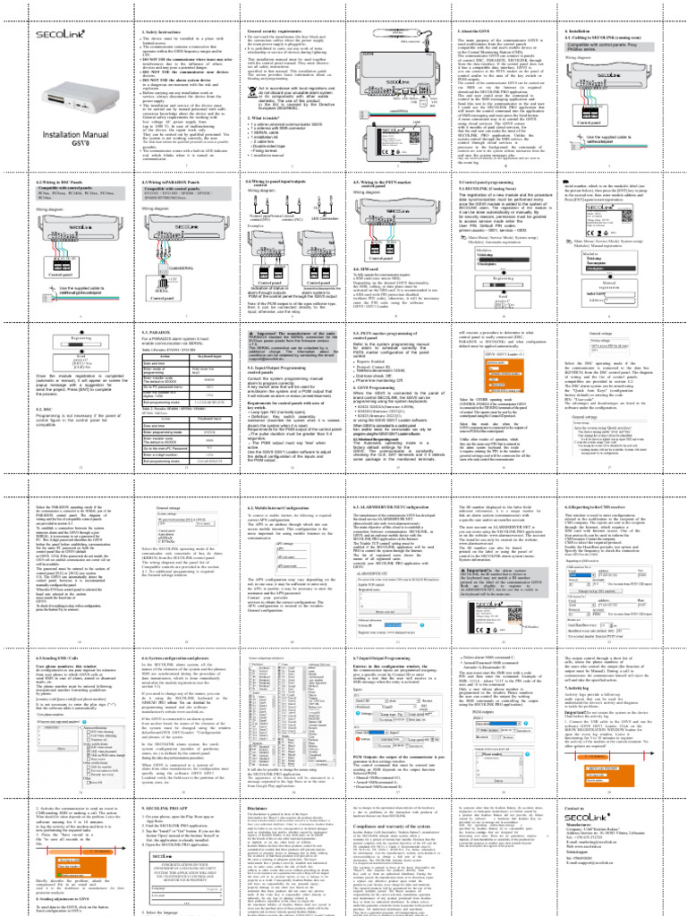GSV0 Communicator Installation Guide | PDF | Internet | Power Supply