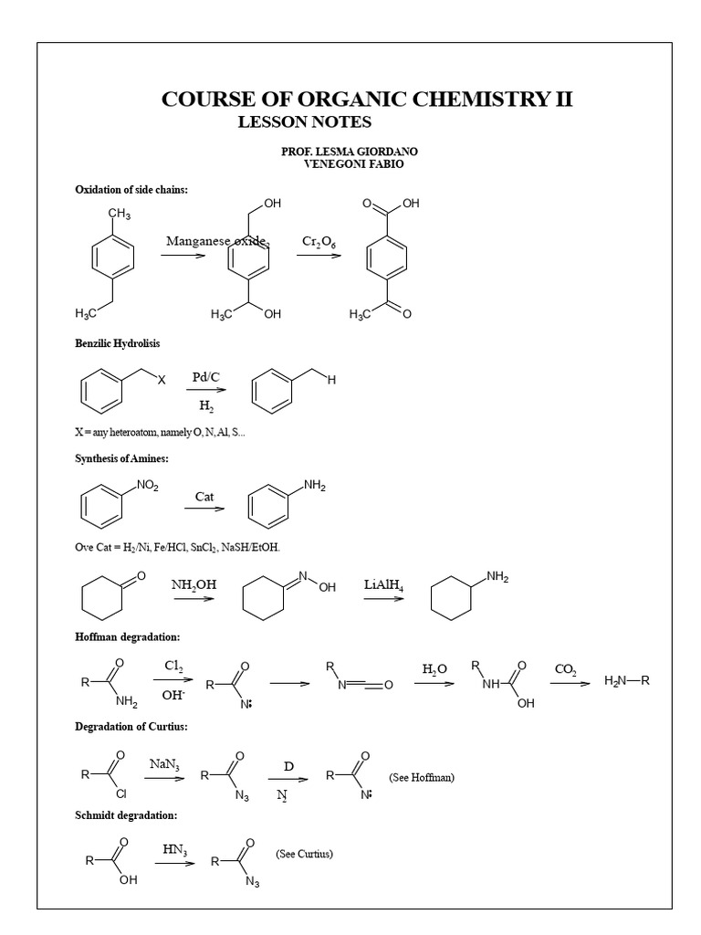 Notes On Organic Chemistry II | PDF | Chemical Reactions | Carboxylic Acid