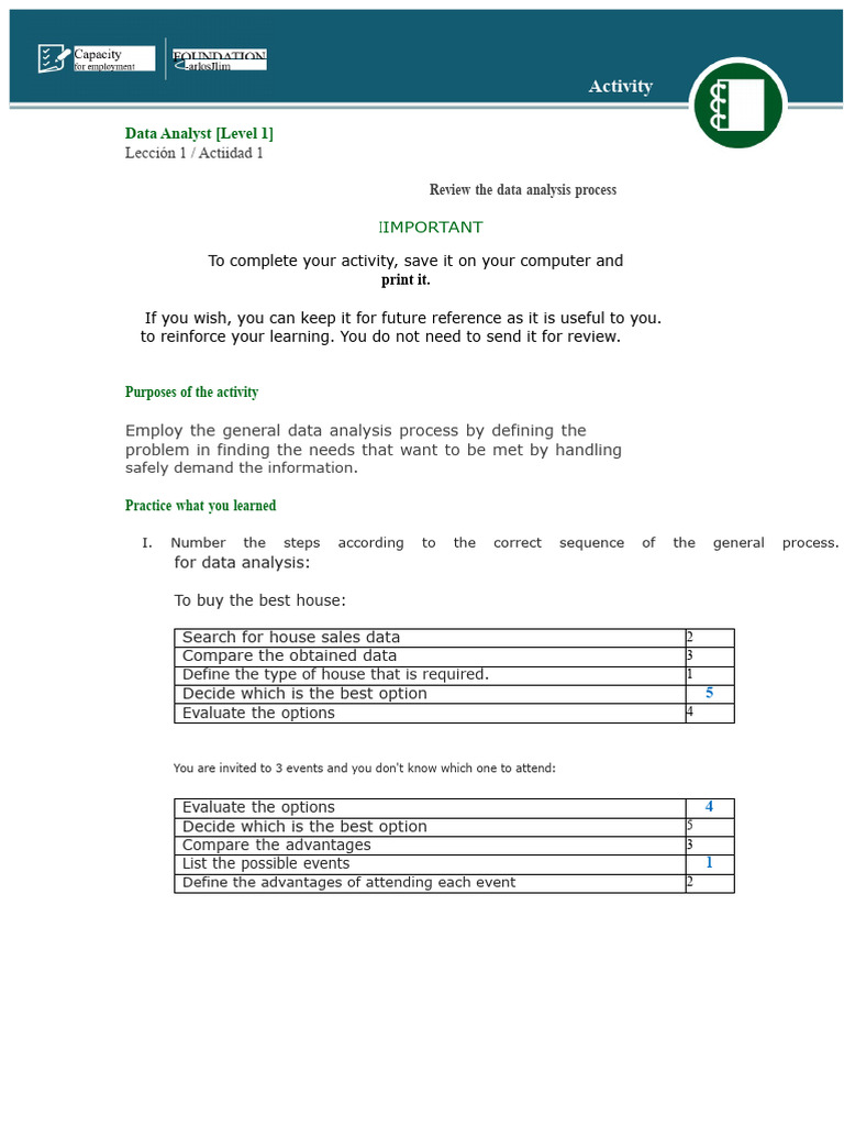 Data Analysis Process Activity Guide | PDF | Data Analysis | Data