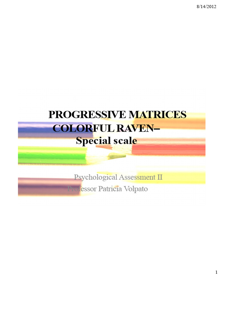 Raven Progressive Matrices Overview | PDF | Reason | Psychological Concepts