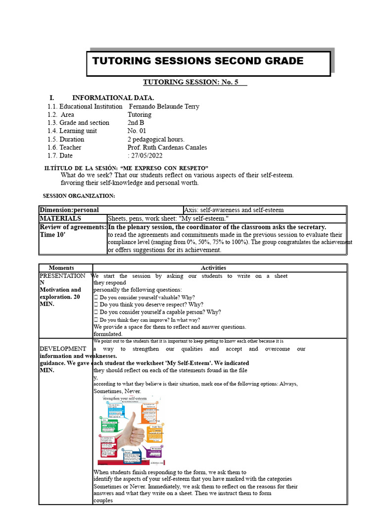 TUTORING SESSION 5 | PDF | Self Esteem | Cognitive Science