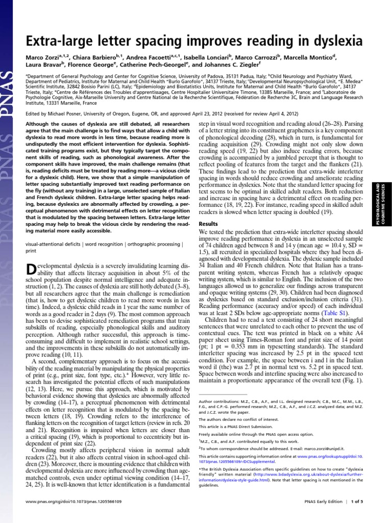 Extra-Large Letter Spacing for Dyslexia | PDF | Dyslexia | Reading ...