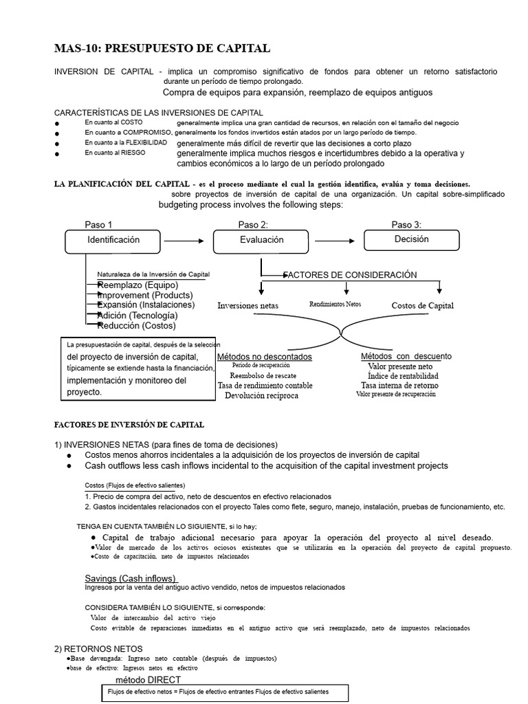 Presupuesto de Capital: Inversiones y Métodos | PDF | Tasa interna de ...