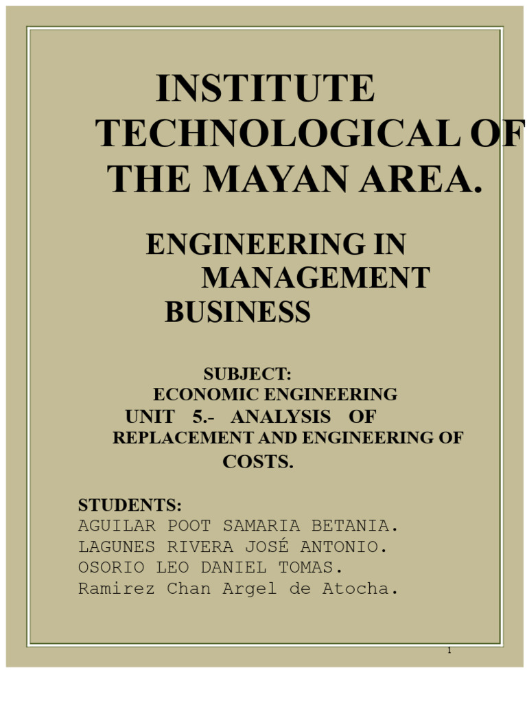UNIT 5 - REPLACEMENT ANALYSIS AND COST ENGINEERING. | PDF | Taxes | Income