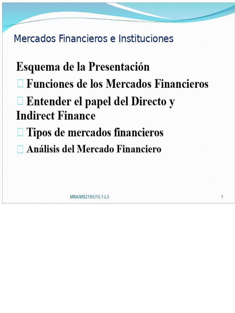 Funciones y Tipos de Mercados Financieros | PDF | Sistema financiero ...