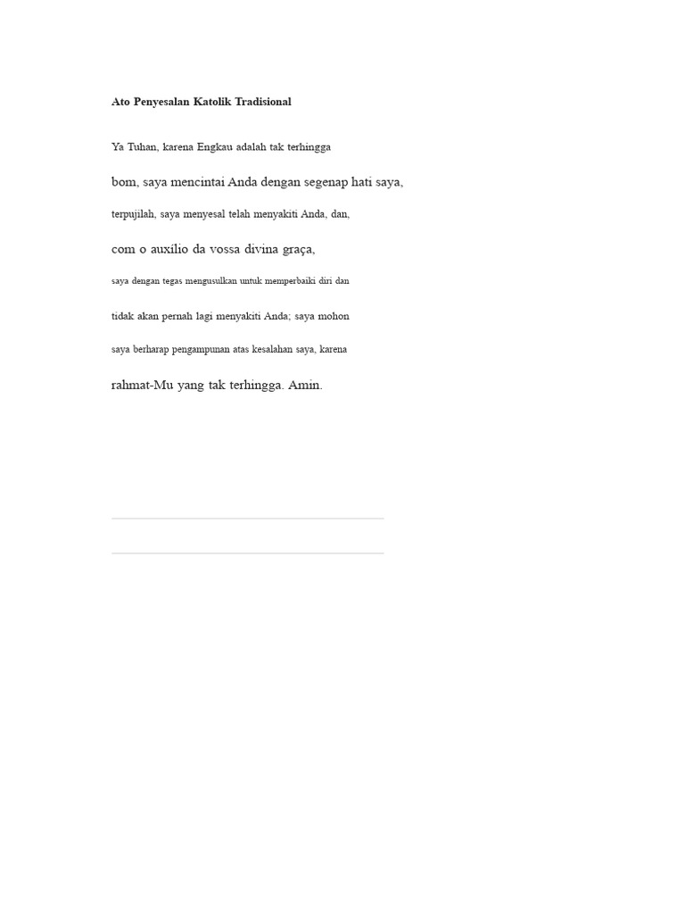 Doa Penyesalan Katolik Tradisional | PDF