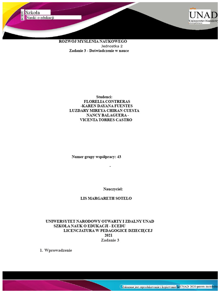 Szablon - Zadanie 3 Doświadczenie W Nauce | PDF