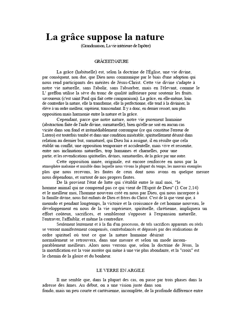 Harmonie entre grâce et nature humaine | PDF | Dieu | La nature