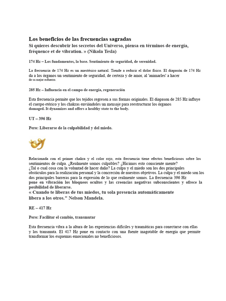 Beneficios de las Frecuencias Sagradas | PDF | Frecuencia | Hertz