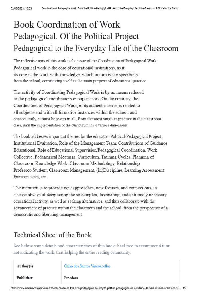 Coordination of Pedagogical Work. From The Political-Pedagogical ...