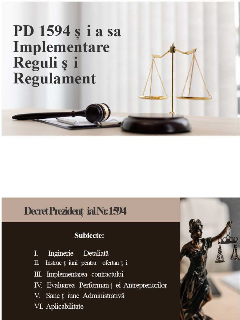 PD 1594 Și Regulamentul Său de Aplicare | PDF