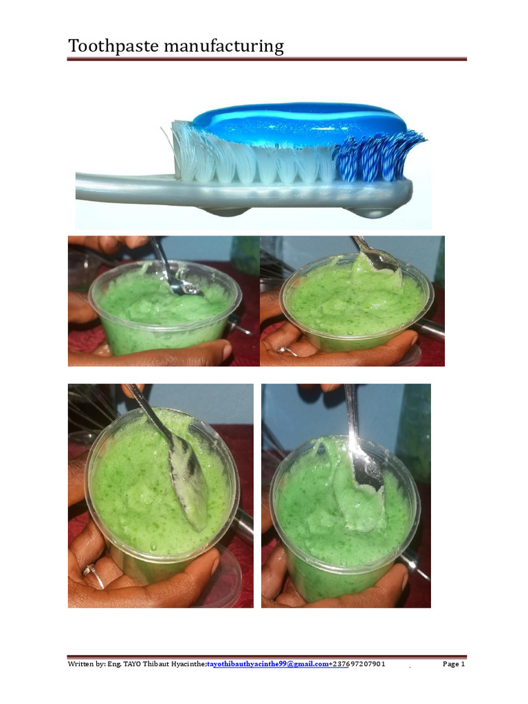 Toothpaste Manufacturing Process Guide | PDF | Chemical Substances ...