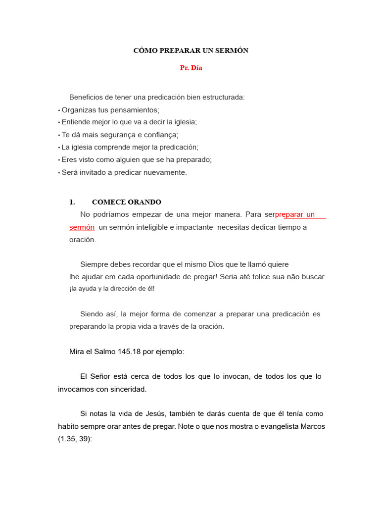 Cómo Preparar Un Sermón | PDF | Oración | Sermón