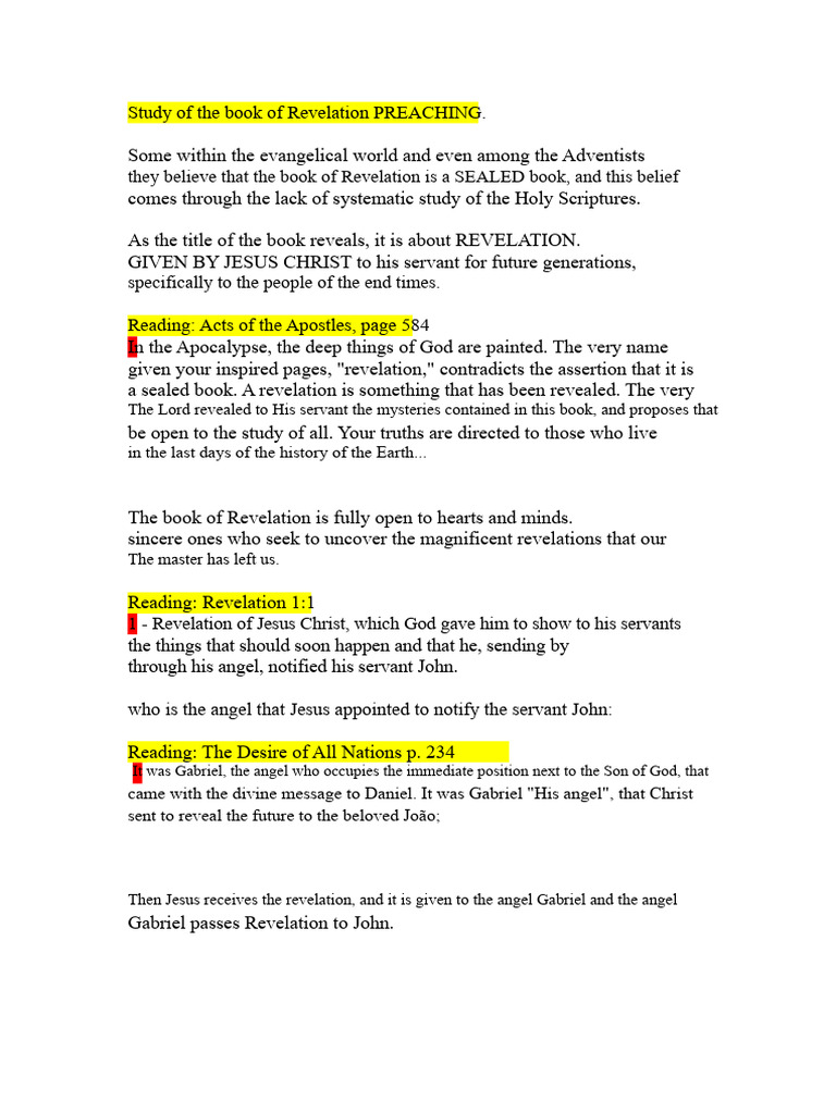 Study of the book of Revelation PREACHING | PDF | Revelation | Book Of ...