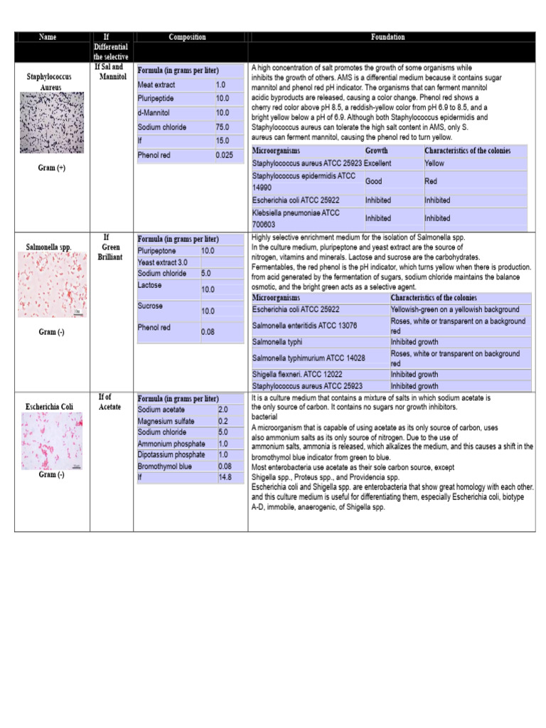 Selective Media for Bacterial Isolation | PDF | Growth Medium | Bacillus