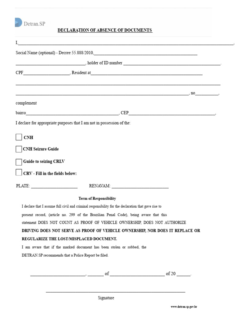 Declaration of Absence of Documents (1) | PDF