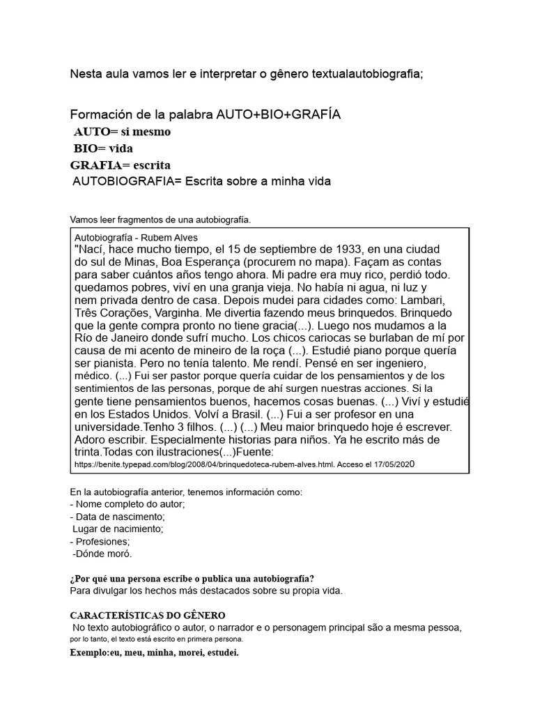 Género Textual Autobiografía | PDF