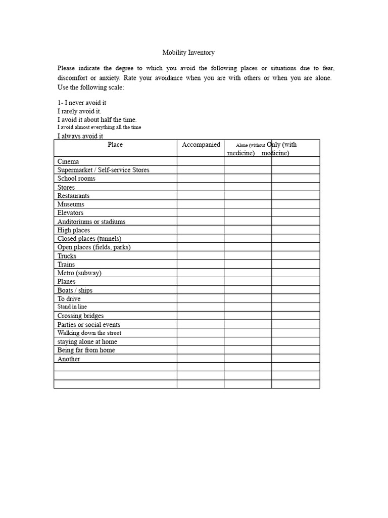 Mobility Inventory.doc | PDF