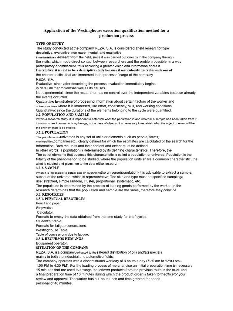 Application of the Westinghouse execution rating method for a ...