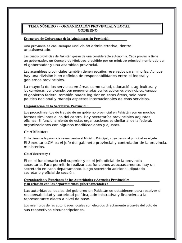Gobernanza Local en Pakistán: Estructura y Funciones | PDF | Gobierno ...