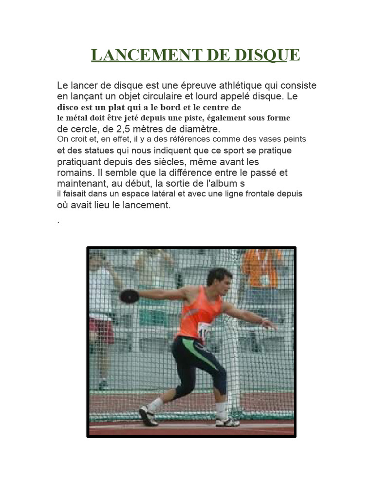 Guide complet du lancer de disque | PDF | Athlétisme