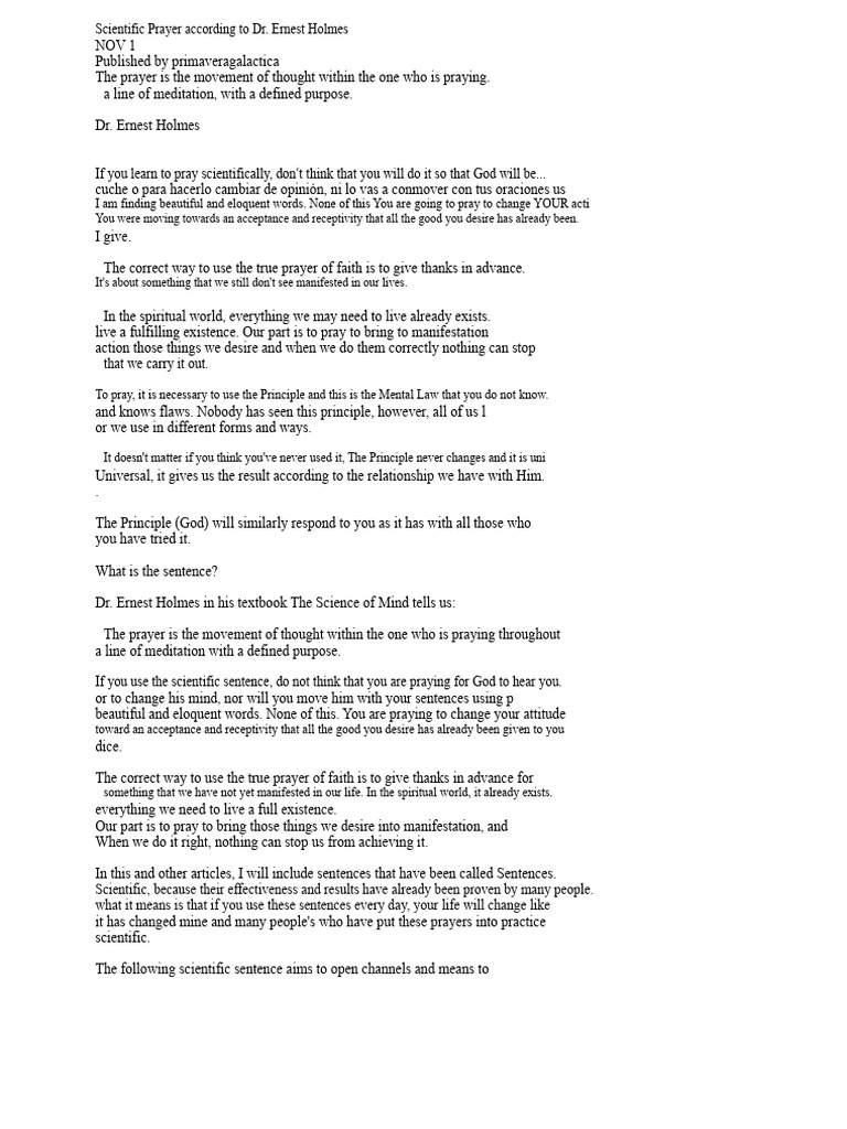 165361212 Scientific Prayer According to Dr. Ernest Holmes | PDF ...
