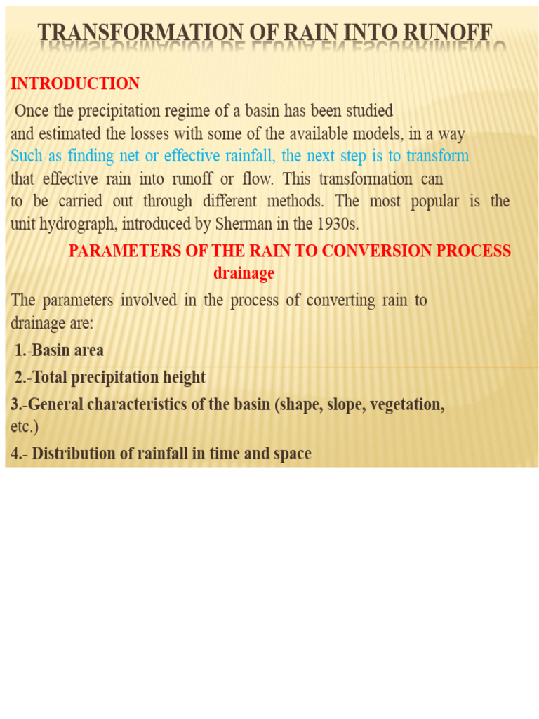 Rainfall to Runoff Transformation Methods | PDF | Drainage Basin ...
